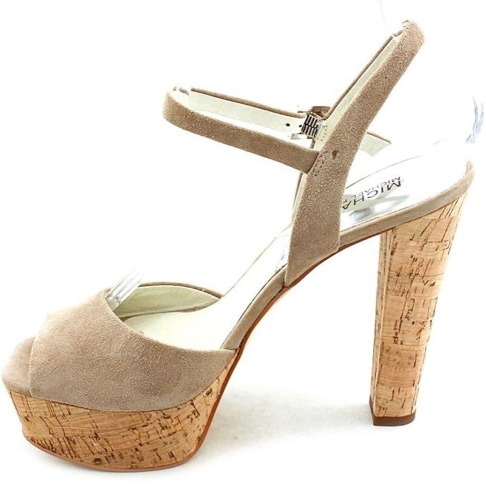 Michael Kors, suede platform Heels, Tan